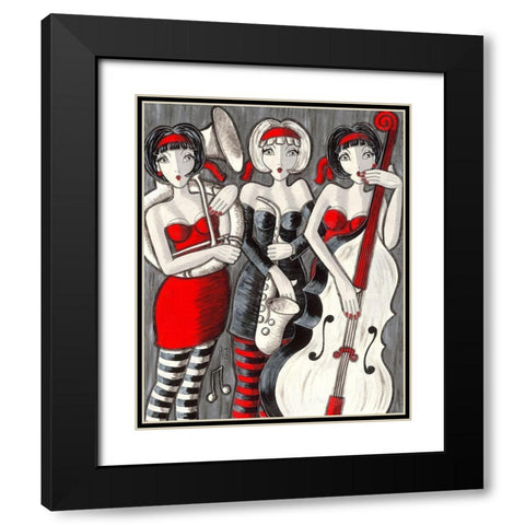 Jazz Band Black Modern Wood Framed Art Print with Double Matting by MIROTA