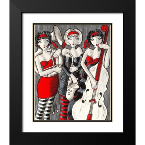 Jazz Band Black Modern Wood Framed Art Print with Double Matting by MIROTA