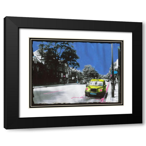 Yellow Cab Black Modern Wood Framed Art Print with Double Matting by Simonutti, Riccardo