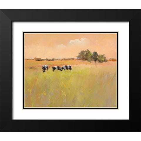 Three Cows Black Modern Wood Framed Art Print with Double Matting by Groenhart, Jan