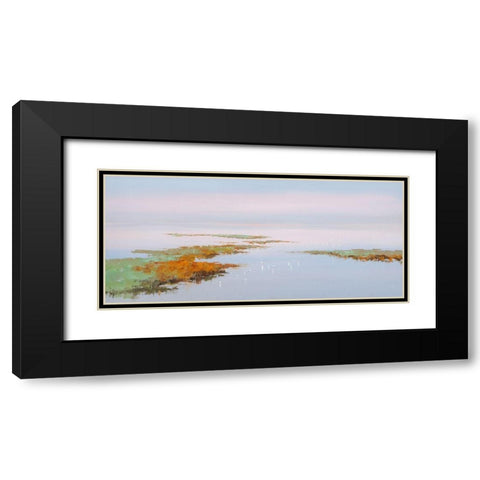Sunset with Birds Black Modern Wood Framed Art Print with Double Matting by Groenhart, Jan