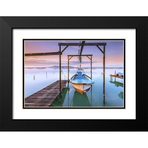 Suspendu Black Modern Wood Framed Art Print with Double Matting by Bertrande, Arnaud