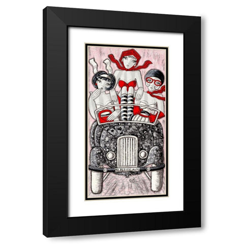 Ma petite auto Black Modern Wood Framed Art Print with Double Matting by MIROTA