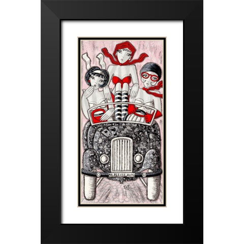 Ma petite auto Black Modern Wood Framed Art Print with Double Matting by MIROTA