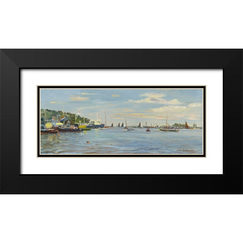 Skûtsjesilen Traditional Sailing Black Modern Wood Framed Art Print with Double Matting by Koopmans, Gosse