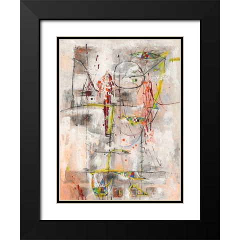 Engel mit grunem Auge und grunem Fisch Black Modern Wood Framed Art Print with Double Matting by Luci