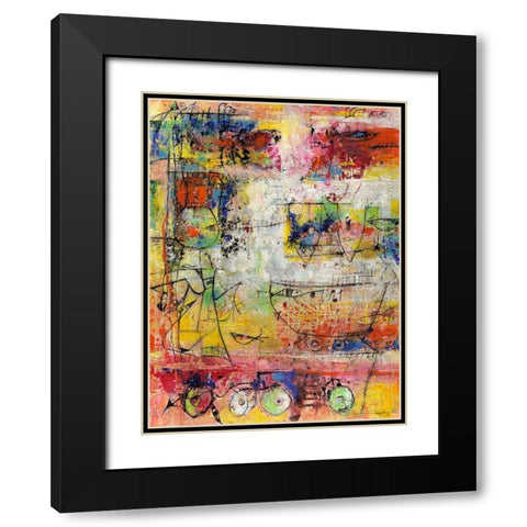 Gelber Engel und Fisch im Glas Black Modern Wood Framed Art Print with Double Matting by Luci