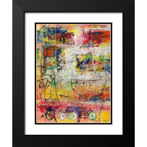 Gelber Engel und Fisch im Glas Black Modern Wood Framed Art Print with Double Matting by Luci