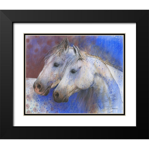 Two Horses Black Modern Wood Framed Art Print with Double Matting by Botman, Loes