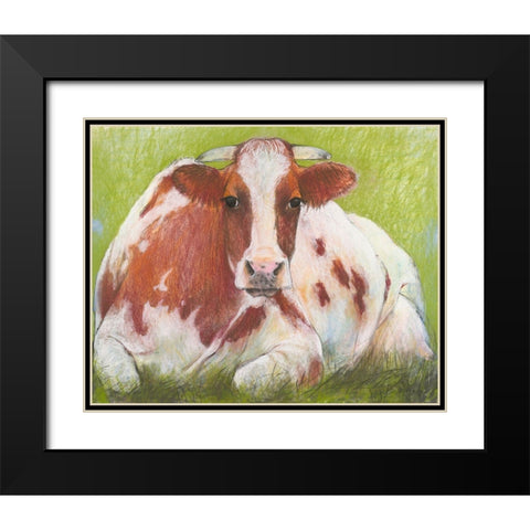 Cow Black Modern Wood Framed Art Print with Double Matting by Botman, Loes