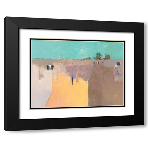 Looking at Cows Black Modern Wood Framed Art Print with Double Matting by Groenhart, Jan