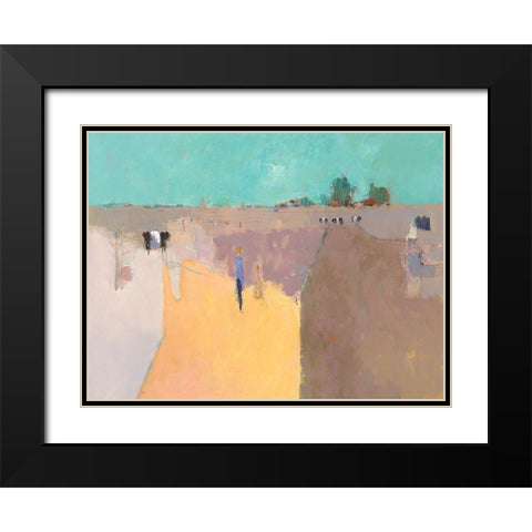 Looking at Cows Black Modern Wood Framed Art Print with Double Matting by Groenhart, Jan