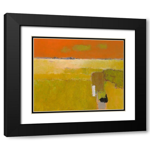 Green Clouds Black Modern Wood Framed Art Print with Double Matting by Groenhart, Jan