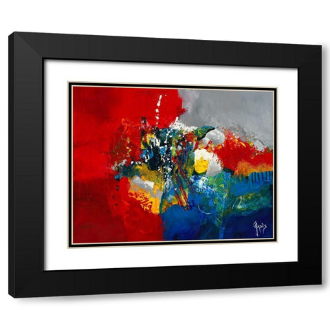 Instant de bonheur Black Modern Wood Framed Art Print with Double Matting by Jadis