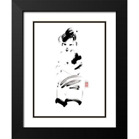 La tentation Black Modern Wood Framed Art Print with Double Matting by Hanniet, Marc
