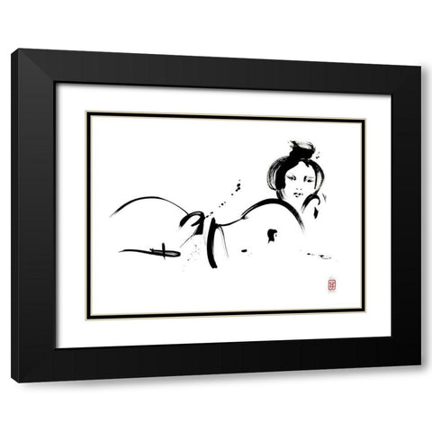 Linsolente sait poser Black Modern Wood Framed Art Print with Double Matting by Hanniet, Marc