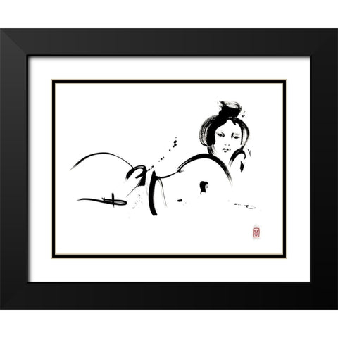 Linsolente sait poser Black Modern Wood Framed Art Print with Double Matting by Hanniet, Marc