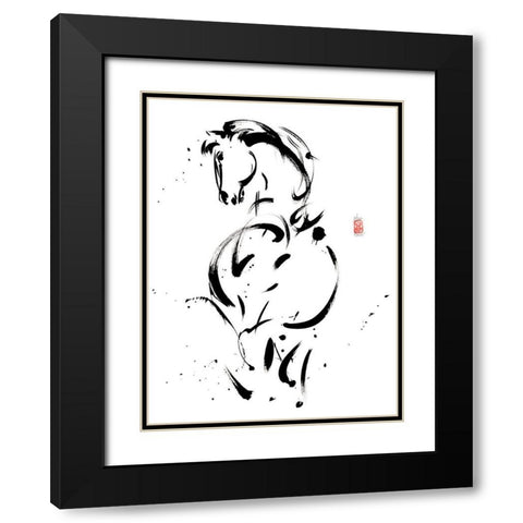 Allegrement au petit trot Black Modern Wood Framed Art Print with Double Matting by Hanniet, Marc