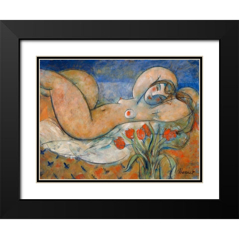 Lempreinte dune seconde Black Modern Wood Framed Art Print with Double Matting by Hanniet, Marc