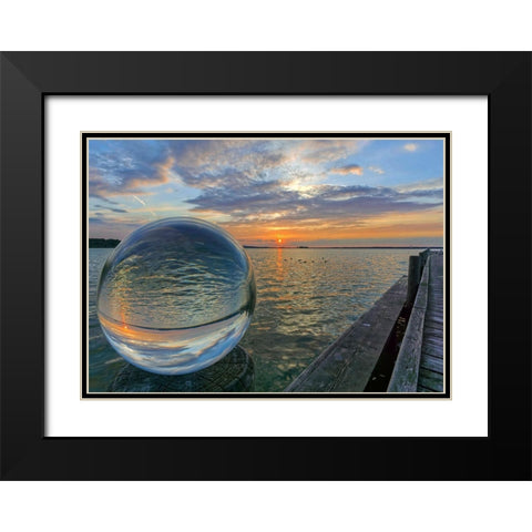 Kugelwelt Sonnenuntergang am See Black Modern Wood Framed Art Print with Double Matting by Fischer, Rolf