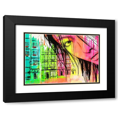Zita Black Modern Wood Framed Art Print with Double Matting by Lemahieu, Lise