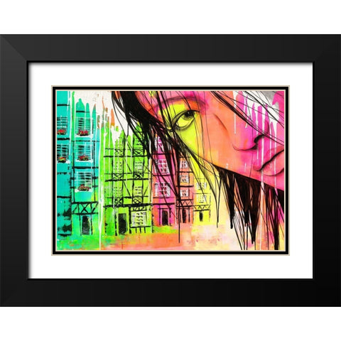 Zita Black Modern Wood Framed Art Print with Double Matting by Lemahieu, Lise