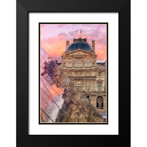 Le Louvre Black Modern Wood Framed Art Print with Double Matting by Bertrande, Arnaud