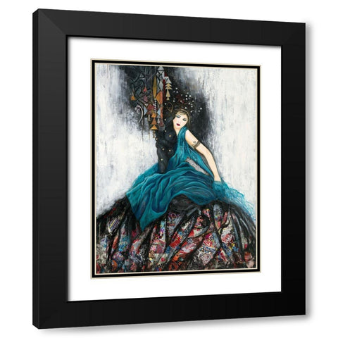 Le voile bleu Black Modern Wood Framed Art Print with Double Matting by Maugeri, Valerie