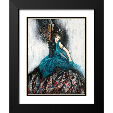 Le voile bleu Black Modern Wood Framed Art Print with Double Matting by Maugeri, Valerie