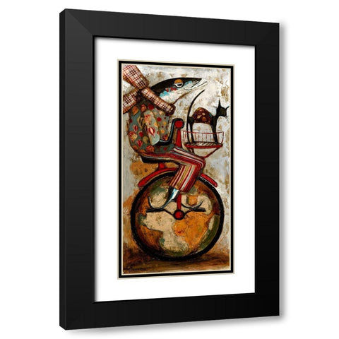 Trotamundos Black Modern Wood Framed Art Print with Double Matting by Villanueva, Natalia
