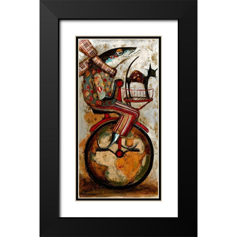 Trotamundos Black Modern Wood Framed Art Print with Double Matting by Villanueva, Natalia
