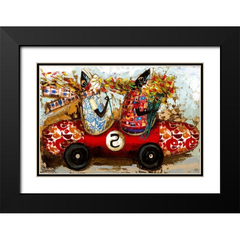 Luna de miel Black Modern Wood Framed Art Print with Double Matting by Villanueva, Natalia