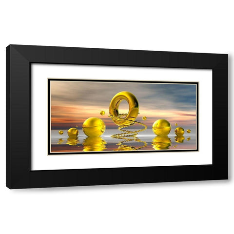 Golden ChainRingBowls Black Modern Wood Framed Art Print with Double Matting by Hillert, Peter