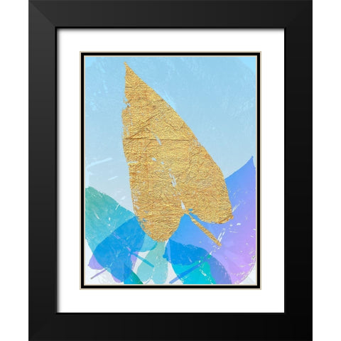 Goldnes Sommerblau I Black Modern Wood Framed Art Print with Double Matting by SARA Design