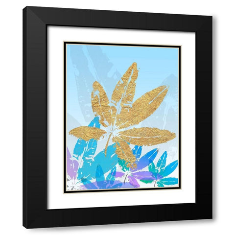Goldnes Sommerblau III Black Modern Wood Framed Art Print with Double Matting by SARA Design