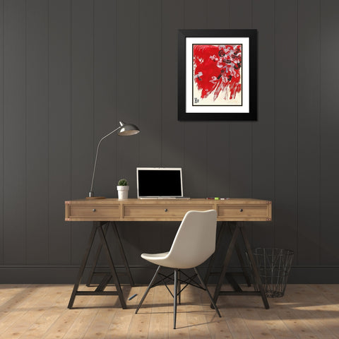 Ziffernrot II Black Modern Wood Framed Art Print with Double Matting by Wendling, Heinz