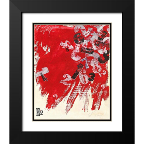Ziffernrot II Black Modern Wood Framed Art Print with Double Matting by Wendling, Heinz