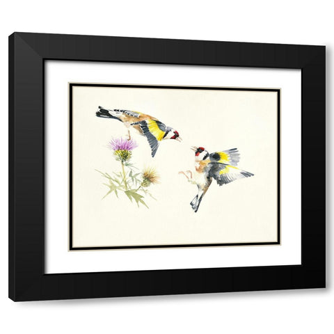 Goldfinches Black Modern Wood Framed Art Print with Double Matting by Mayes, Hilary