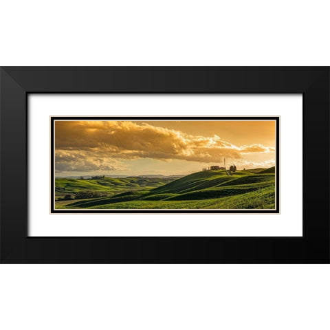 Toscana Crete Abendstimmung Black Modern Wood Framed Art Print with Double Matting by Fischer, Rolf