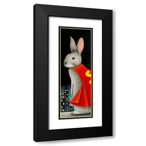 Super Lapin IV Black Modern Wood Framed Art Print with Double Matting by Ann R