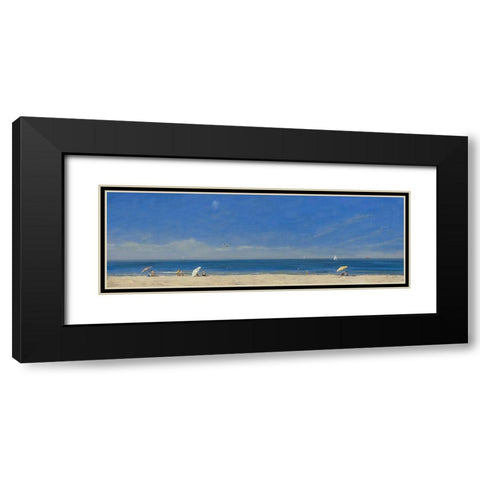 Mothers with Children at the Beach Black Modern Wood Framed Art Print with Double Matting by Valentini, Alberto