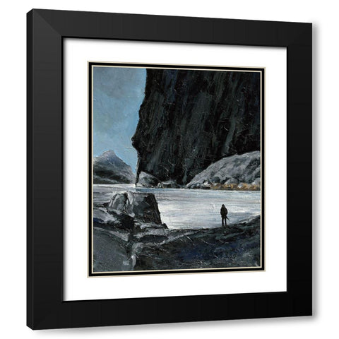 Solitude Black Modern Wood Framed Art Print with Double Matting by Marchi
