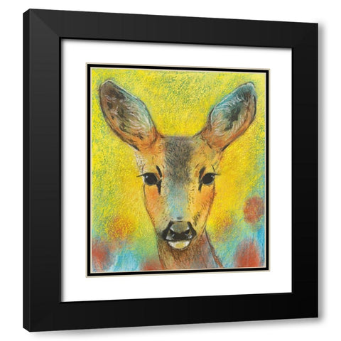 Rehkitz II Black Modern Wood Framed Art Print with Double Matting by Botman, Loes