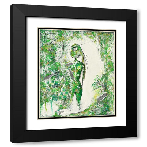 Woman Black Modern Wood Framed Art Print with Double Matting by Marso