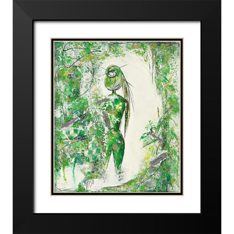 Woman Black Modern Wood Framed Art Print with Double Matting by Marso