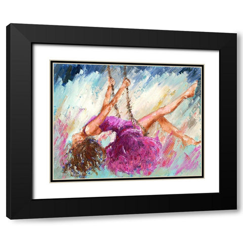 Loiseau sur la branche Black Modern Wood Framed Art Print with Double Matting by Catherine M.