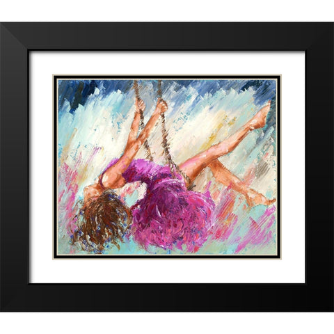 Loiseau sur la branche Black Modern Wood Framed Art Print with Double Matting by Catherine M.