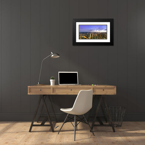 Frankfurt Panorama beleuchtet Panoramadetail Black Modern Wood Framed Art Print with Double Matting by Fischer, Rolf