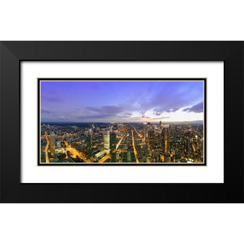 Frankfurt Panorama beleuchtet Panoramadetail Black Modern Wood Framed Art Print with Double Matting by Fischer, Rolf