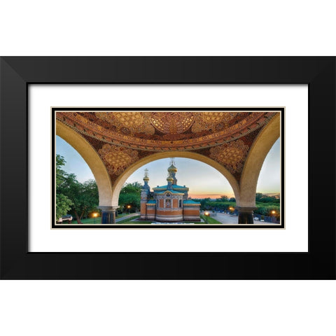 Mathildenhohe Darmstadt Russische Kapelle Black Modern Wood Framed Art Print with Double Matting by Fischer, Rolf